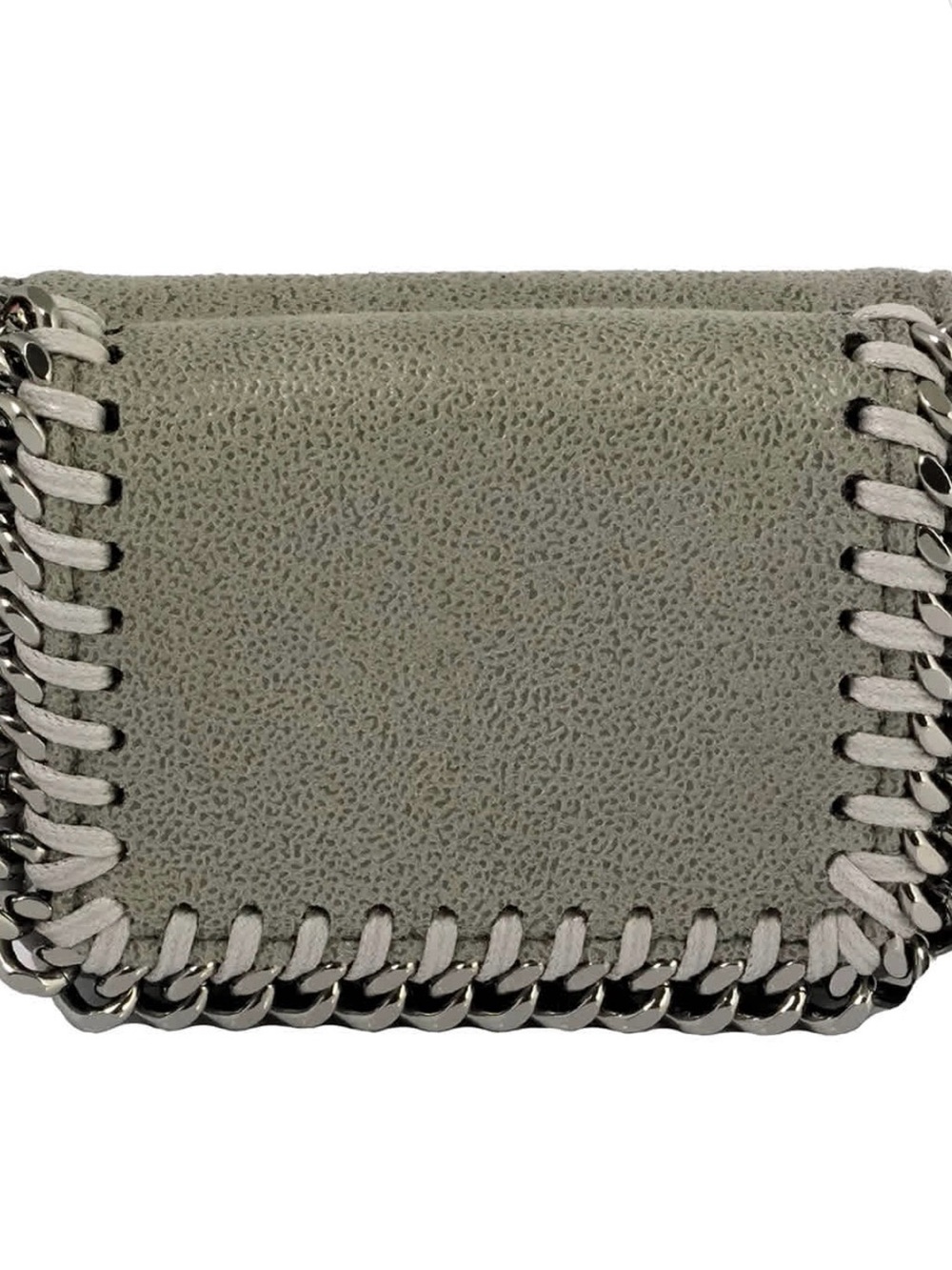 Stella McCartney Sage Gray Mini Falabella Wallet with Chain Trim